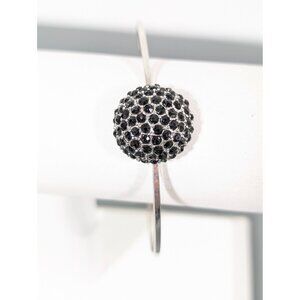 Gothic‎ Black Rhinestone Dome Bangle Bracelet Silver Tone 7"